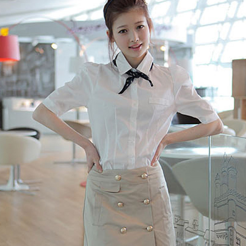 2019 summer new pattern Women's wear Korean Edition shirt Occupation Short sleeved coverall Self cultivation Sleeve jacket coverall olin the Women's clothing/Boutique , Shirt  category - from Buy2taobao.com to provide professional Taobao agent buy service