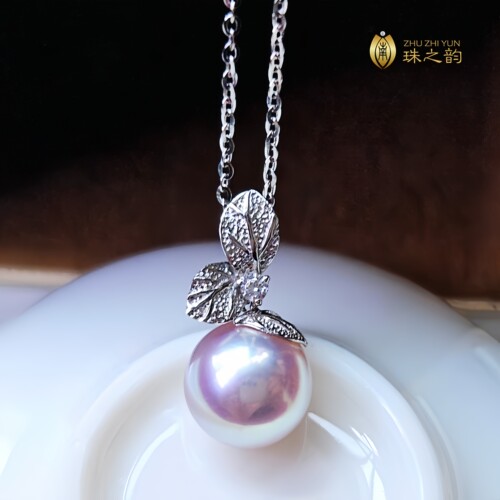 极光天女海水珍珠吊坠18k白金