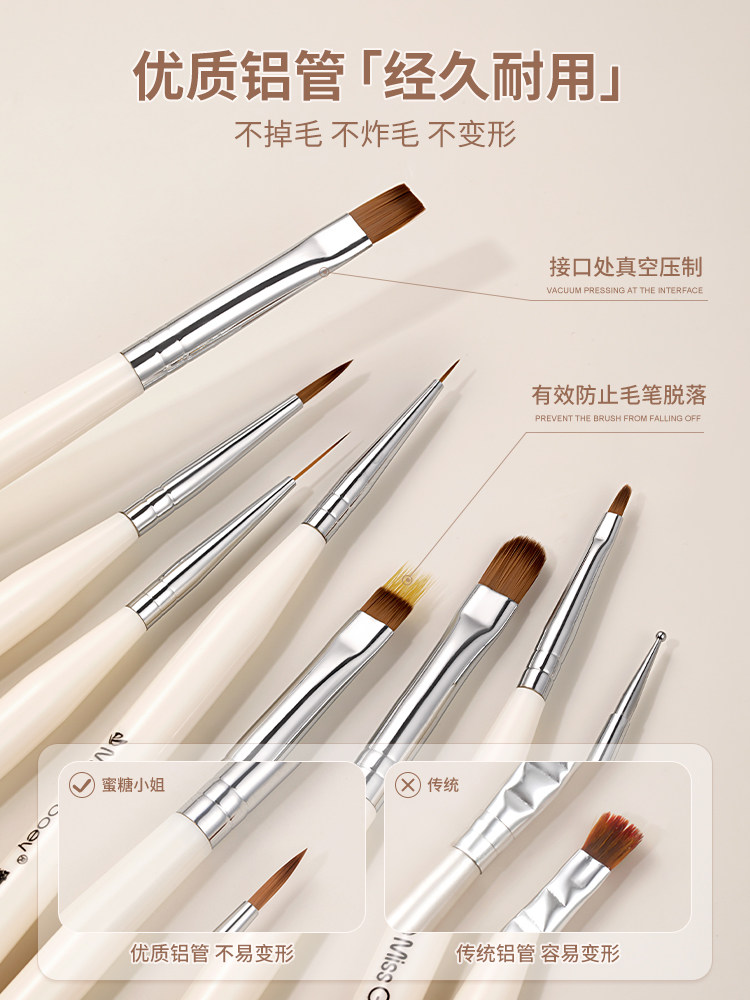 Cream White Nail Brush Set for UV Gel Painting & Liners - Product image 5