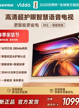 海信Vidda R43 43英寸节能 家用款智能超清护眼投屏电视43VR1QD