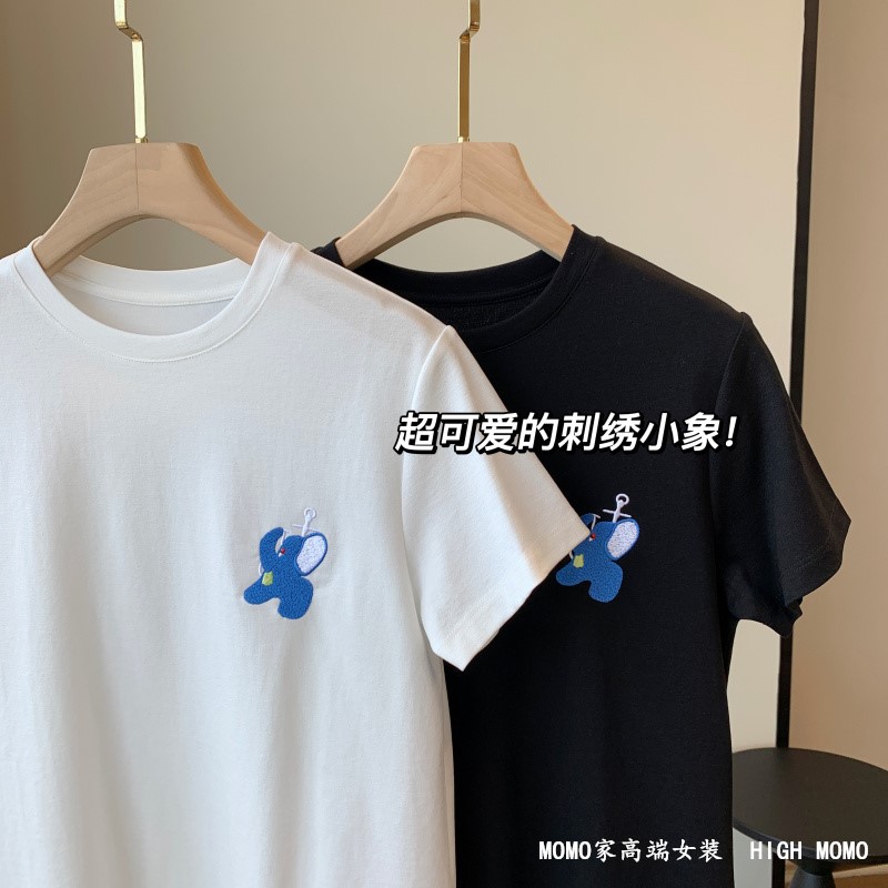 三醋酸+天丝！品质非常好！立体刺绣舒适宽松显瘦休闲短袖T恤女夏