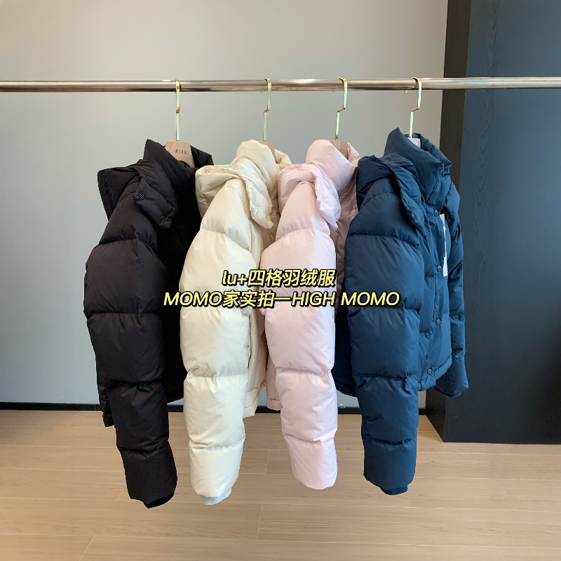 三星90白鸭绒连帽羽绒服女短款