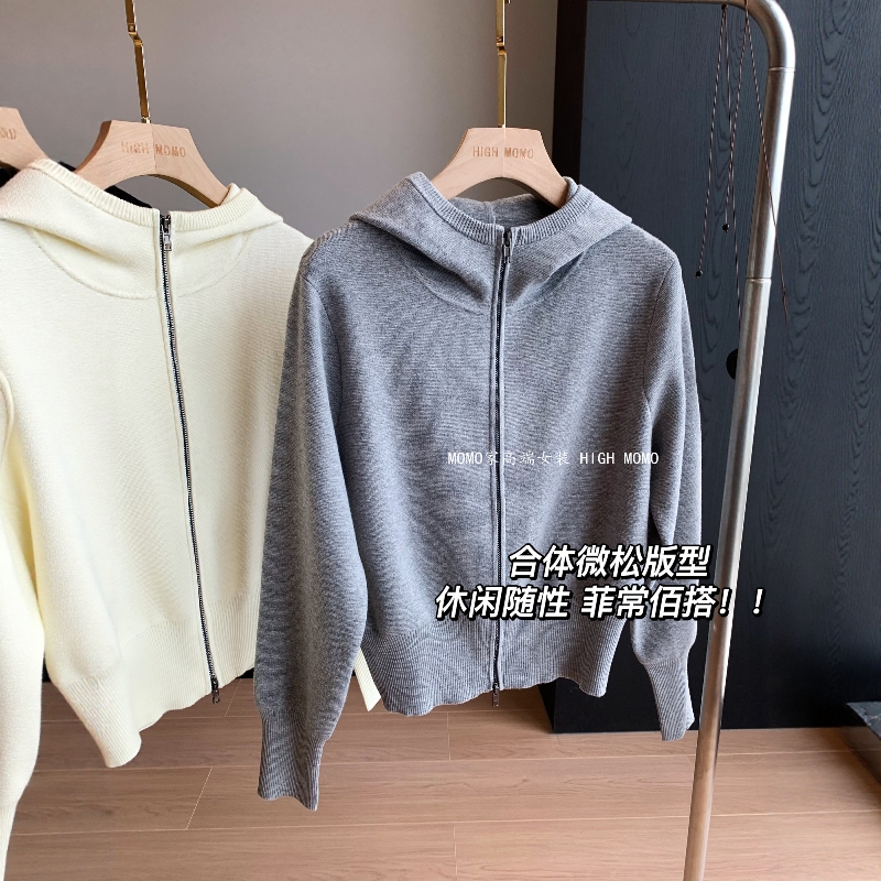 气质连帽针织开衫外套女新款