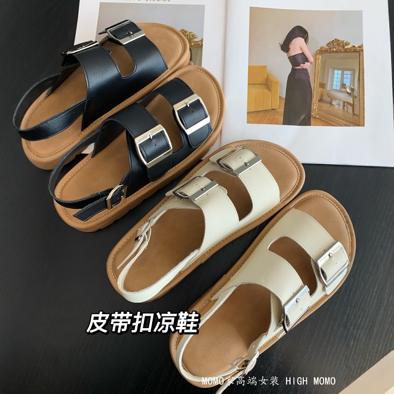 休闲真皮博肯鞋凉鞋夏季厚底凉鞋