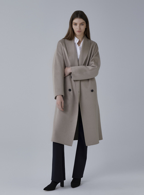 Y26015水波纹女士毛呢大衣中长款冬季休闲羊绒外套