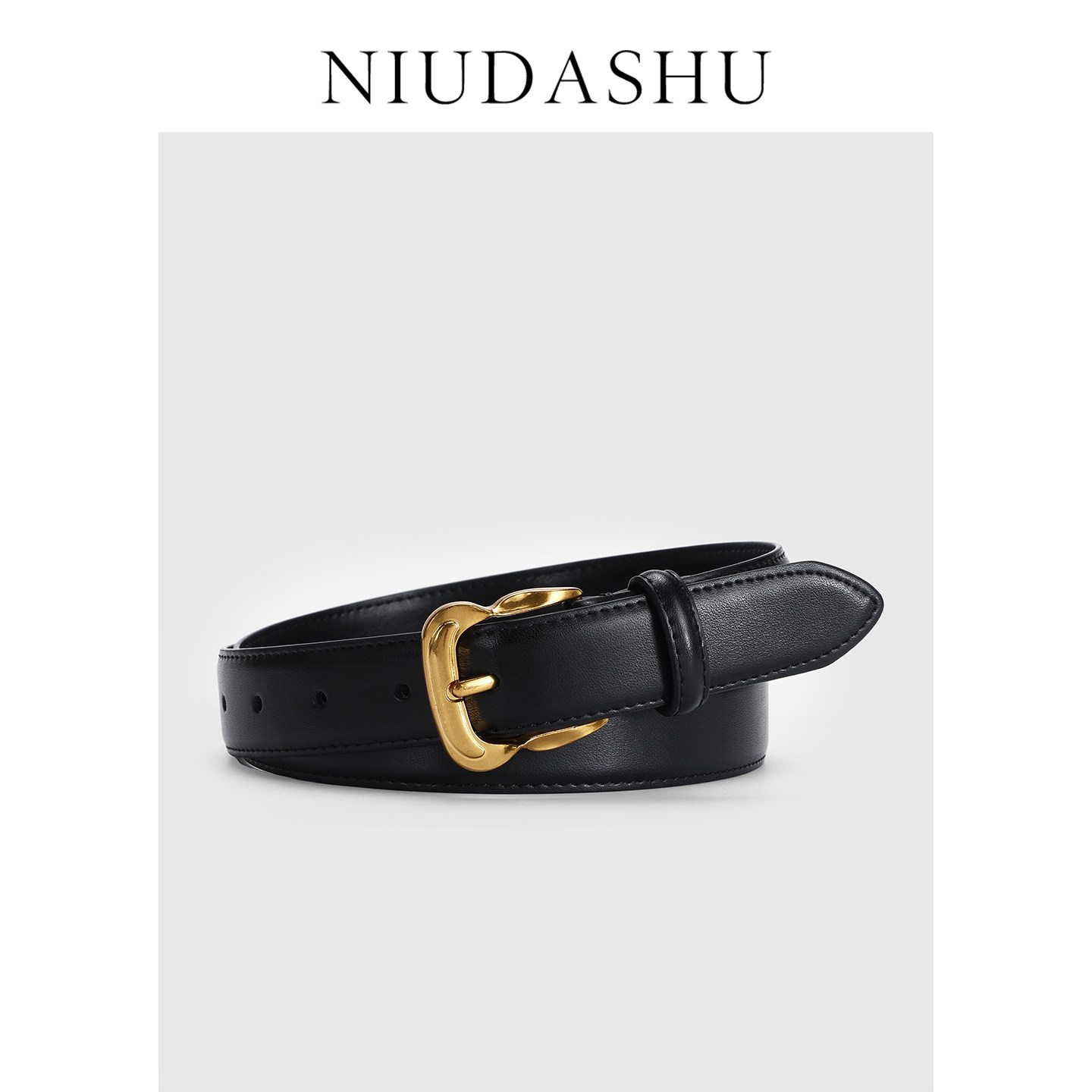 2025新款女士针扣皮带外搭阔腿裤牛仔裤连衣裙时尚百搭真皮腰带女