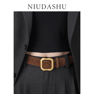 显瘦裤 饰简约百搭小众设计感韩版 腰带女棕色 皮带女真皮装 2026春季