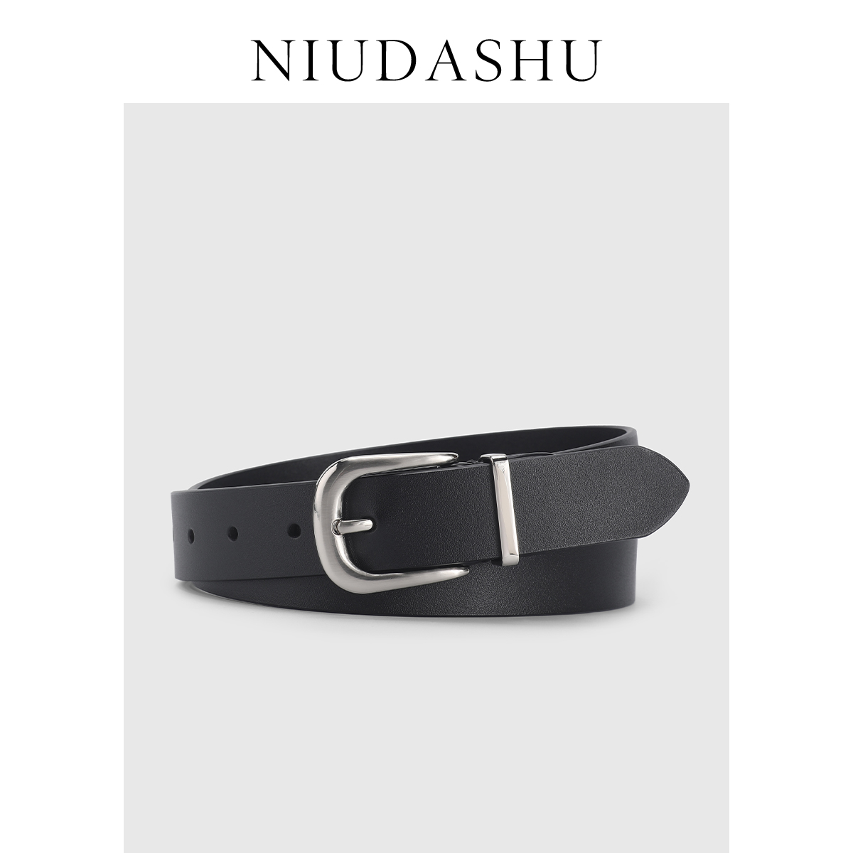 皮带女真皮装饰小众银色针扣