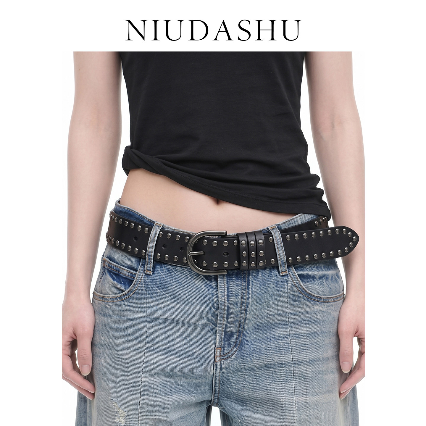 牛大叔NIUDASHU皮带女铆钉