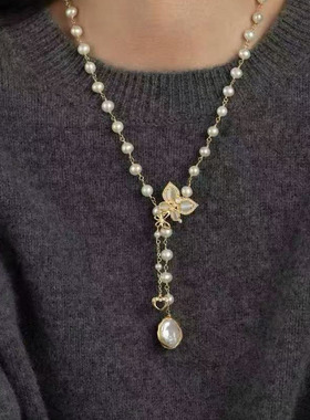 巴洛克长款天然淡水珍珠毛衣链女秋冬轻奢小众百搭气质高级感项饰