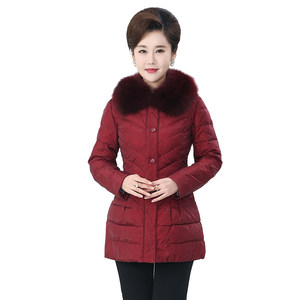 玉雪金丝棉服菲莉棉衣诗思蒂中老年妈妈狐狸毛领冬装显瘦喜庆婚礼