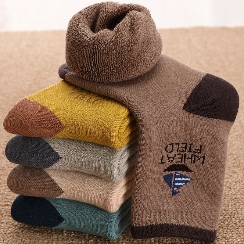 纯棉冬季加绒保暖中大童3-16袜子