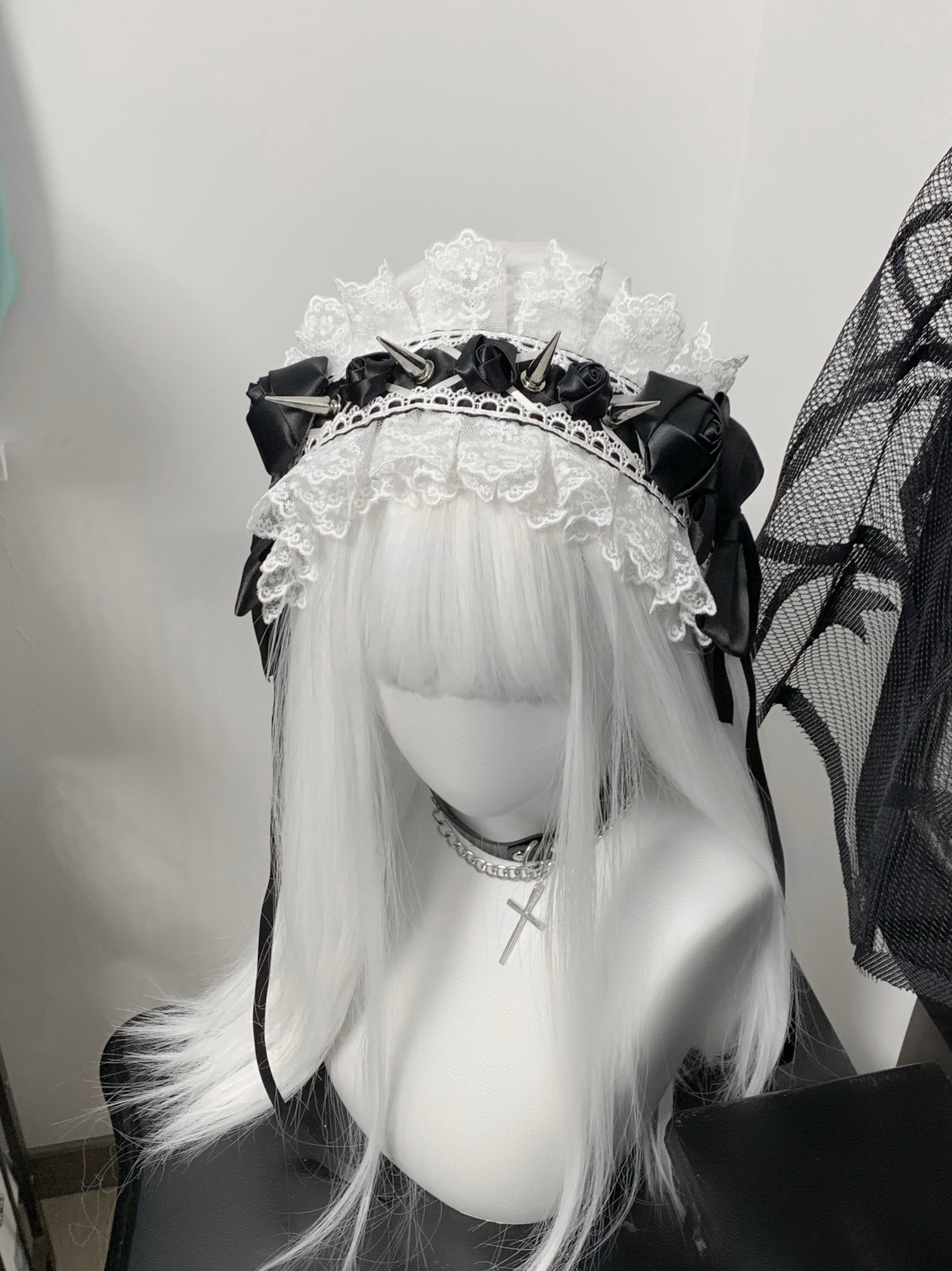 1Gaster Inn原创黑白哥特发带Lolita万圣节头饰日系亚文化配饰图片