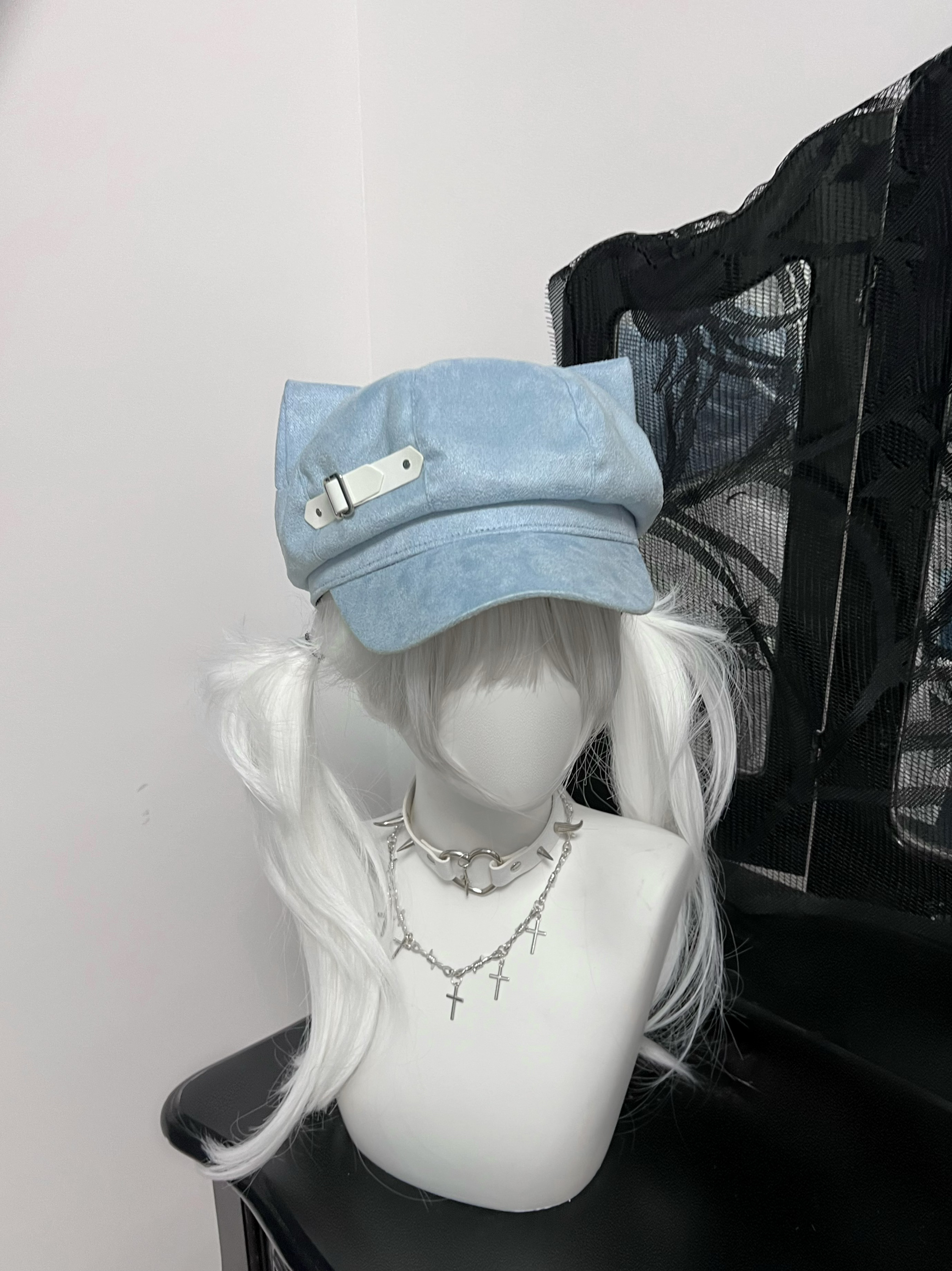 原创猫耳可拆卸亚文化贝雷帽配饰