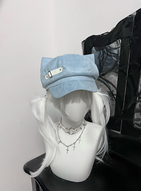 1Gangster Inn原创猫耳贝雷帽配饰可拆卸亚文化帽子可爱猫猫宅系