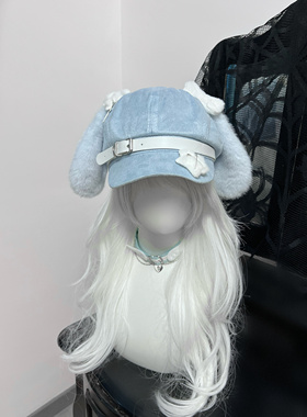 1Gangster Inn原创水色小狗耳朵帽亚文化贝雷帽可爱个性宅文化