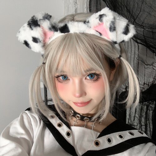 斑点狗耳头饰发箍 cos仿真立体兽耳KC可爱毛绒耳朵lolita可爱