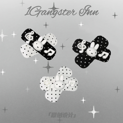 1Gangster Inn原创波点米菲兔创口贴宅萌发夹发卡边夹刘海夹发饰