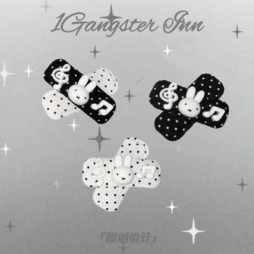 1Gangster Inn原创波点米菲兔创口贴宅萌发夹发卡边夹刘海夹发饰