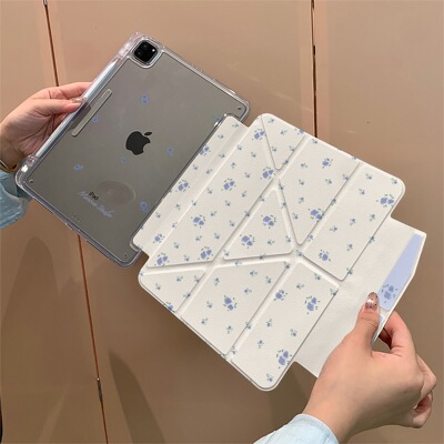 蓝色碎花适用苹果ipad11代Case12代pro10保护air678壳11英寸A18air5M4ari13英寸亚克力背板防弯保护套 I