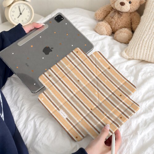 橙条纹星侧贴磁吸分离新款ipad11air8765pro保护壳12.9英寸13亚克力背板轻薄可爱卡通10.210代case保护套