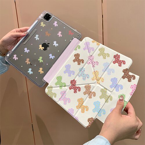彩色小马适用苹果26款ipad12款A19代air11M4pro13保护air678保护壳套11寸轻薄硬壳防弯ipad case10.9英寸