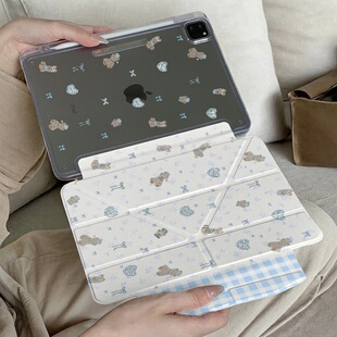 碎花熊兔适用于ipadair11pro11英寸air4/5/6/7/8pro1/2/3/4代12.9英寸minni4/5/6/7ipad10防弯case保护套
