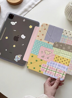 彩色拼接狗适用于ipad11代12代pro10保护air678壳11英寸A18air5M4英寸亚克力背板轻薄ipd10.2防弯case保护套
