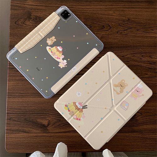 布丁小熊适用苹果26款ipad12款A19代air11M4pro13保护air678保护壳套11寸轻薄硬壳防弯ipad case10.9英寸