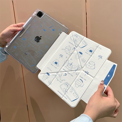 蓝线动物适用苹果26款ipad11款A19代air11M4pro13保护air678保护壳套11寸ipad case轻薄硬壳防弯10.9英寸