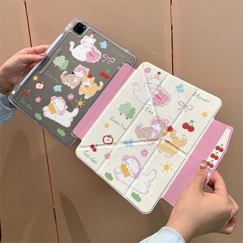 春日猫咪适用苹果ipadair8新款11款A19代air11M4pro13保护air678保护壳套11寸ipad case轻薄硬壳防弯10.9英寸