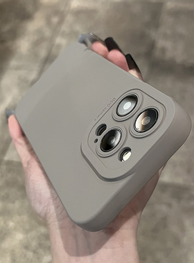 软硅胶灰色钛金属原色适用苹果15手机壳iphone14promax新款13全包防摔12不会撞壳的11韩系pm保护套小众高级感