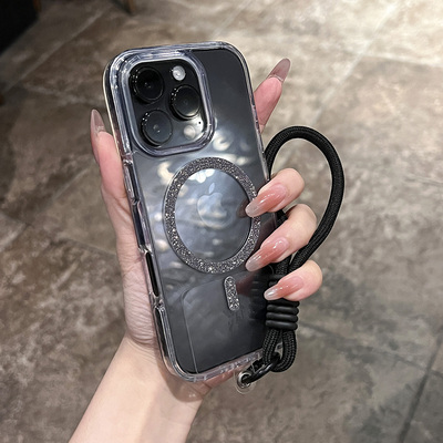 高端闪粉磁吸圈适用于iPhone15promax手机壳高级感苹果16pm超好看新款14多功能13带挂绳12奢华高颜值透明男女