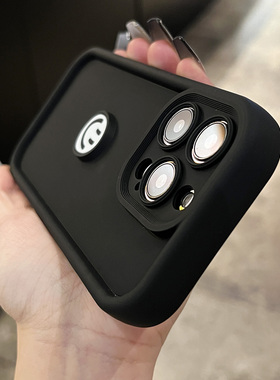 创意小众笑脸硅胶适用苹果15手机壳新款iphone14promax高级感13男女12情侣xsmax黑色x高端11套超火爆全包防摔