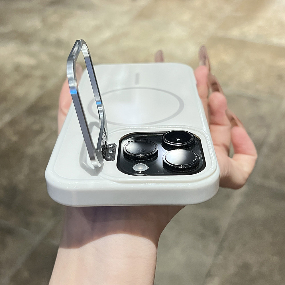 2025新款网红爆款亮彩峰岩白细圈磁吸适用于iPhone16ProMax手机壳苹果15超好看14Pro镜头支架13p五金按键男女