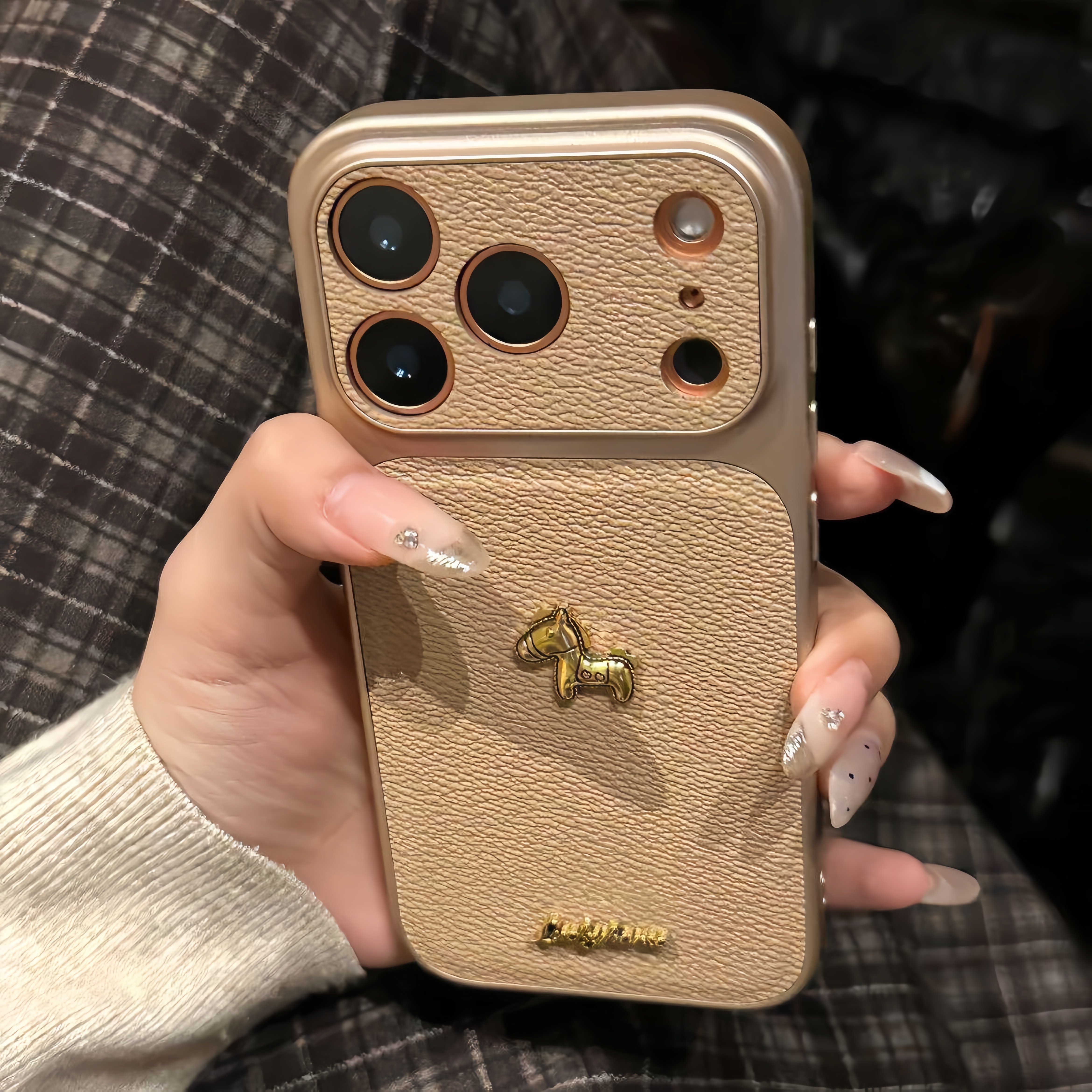 【秋冬小金马荔枝纹】新款适用于iphone17promax手机壳苹果16pro新机情侣15高级感14巨好看小众pm简约防摔套