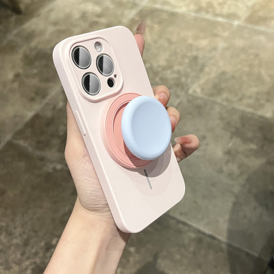 粉色肤感超薄散热液态硅胶|磁吸支架适用苹果16promax手机壳iPhone15新款2025网红爆款高级版14超好看13小众