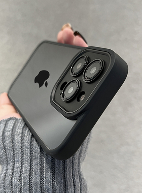 黑色新款透明适用苹果15promax手机壳iphone14pro全包镜头13防摔12高级感plus网红爆款pm男的硅胶11保护套潮