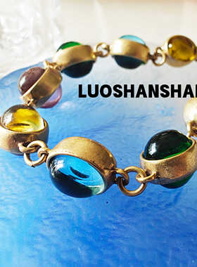 度假绝美彩色琉璃手链多巴胺中古