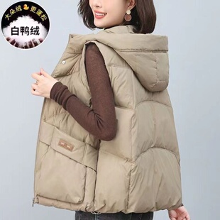 高级感羽绒马甲女外穿2025新款秋冬加厚小个子白鸭绒背心坎肩外套