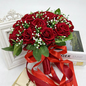 婚庆欧式 韩式 新娘手捧花婚礼结婚照手抛花球中式 森系仿真玫瑰花束