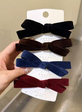 12.6韩国东大门baket发饰甜美复古净版丝绒蝴蝶弹簧夹发夹