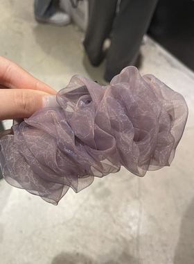 韩国nyunyu发饰高级感蓬蓬纱蝴蝶结发抓夹甜美气质香蕉夹马尾竖夹