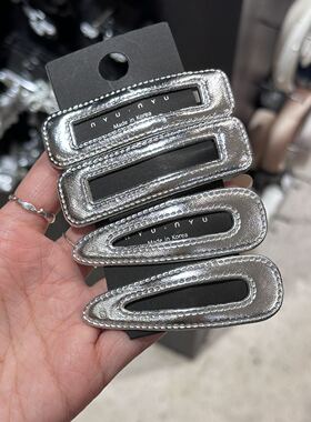 韩国nyunyu发饰简约百搭银色水滴发夹Y2K气质刘海夹BB夹碎发夹子