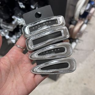 韩国nyunyu发饰简约百搭银色水滴发夹Y2K气质刘海夹BB夹碎发夹子