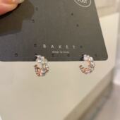 9.27韩国东大门baket耳饰简约气质亮钻水钻耳圈耳钉