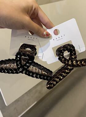 9.13韩国baket发饰小香编织绒面简约衣架抓夹线条发抓