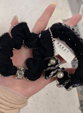 9.30韩国东大门baket发饰水钻珍珠花边发圈小肠圈高弹力马尾发绳