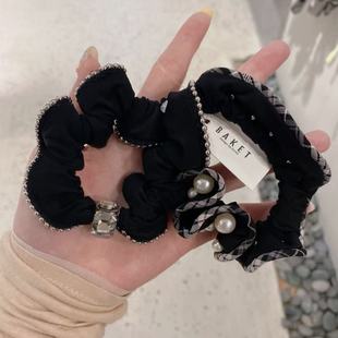 9.30韩国东大门baket发饰水钻珍珠花边发圈小肠圈高弹力马尾发绳