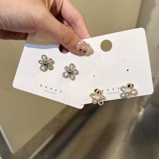 11.21韩国东大门baket耳饰珍珠水钻花朵耳钉耳夹